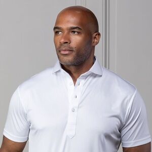 Collars & Co White Cutaway Collar Polo Performance Shirt NWOT Stretch Golf | LG